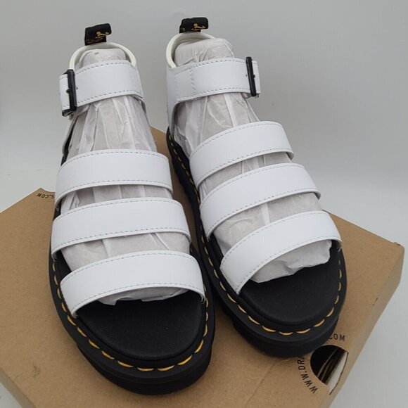 Dr Martens Blaire Quad Women's Strap Sandals White Hydro Leather Size 8 New - Picture 6 of 10